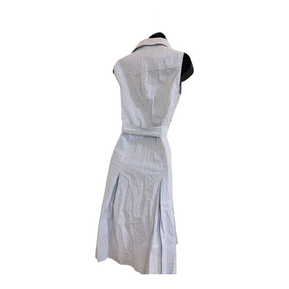 JonesNY white blue pinstripe button down seersucker style cotton Dress size 4 - Picture 15 of 16